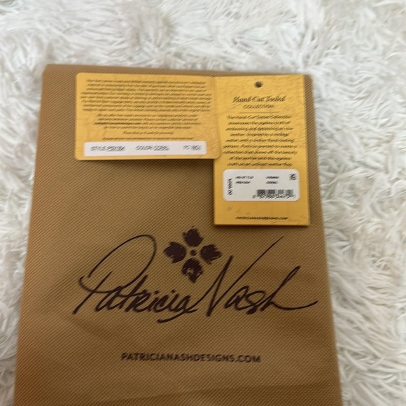 Patricia Nash Vienna Leather Satchel Purse Tooled Floral Bag in Coral 299. New - Picture 7 of 14